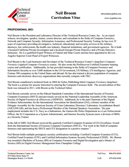 CV for Neil Broom Expert Witness in Computer Forensics Investigations in Omaha